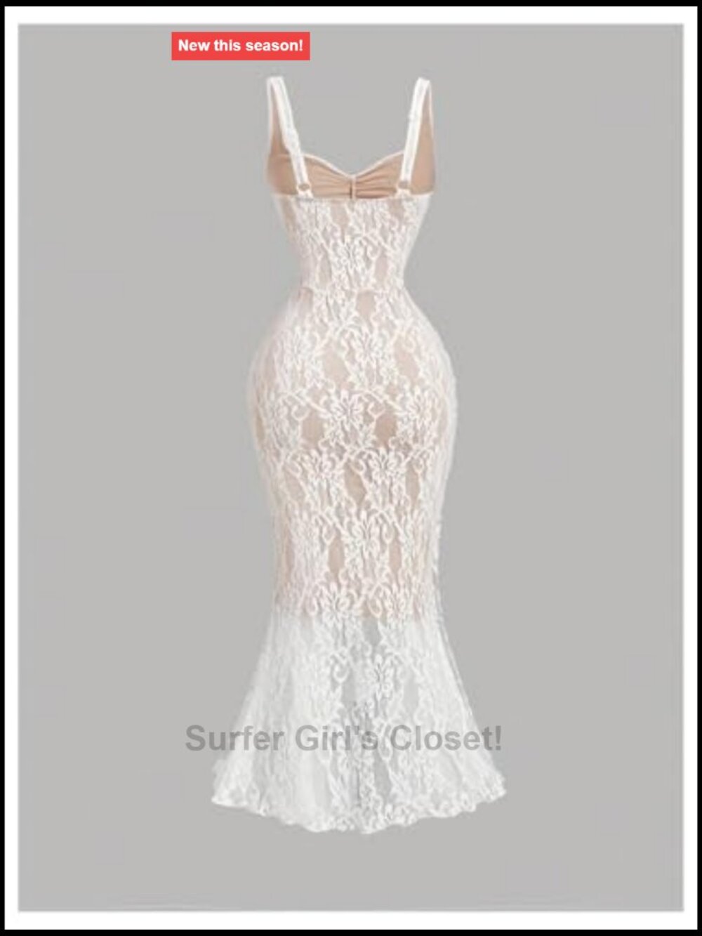 Women's Lace Bodycon Fishtail Midi Dress Sleeveless Sweetheart Neck Wedding - Picture 2 of 4